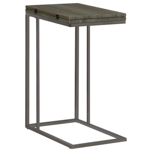 Pedro - Expandable C-Shaped Sofa Side Table - Weathered Gray