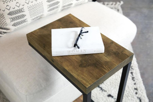 Beck - Engineered Wood C-Shape Sofa Side Table - Antique Nutmeg