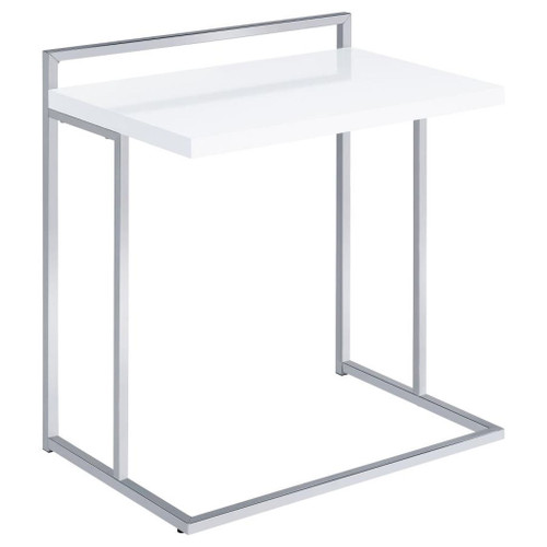 Dani - Rectangular C-Shaped Sofa Side Table - White High Gloss
