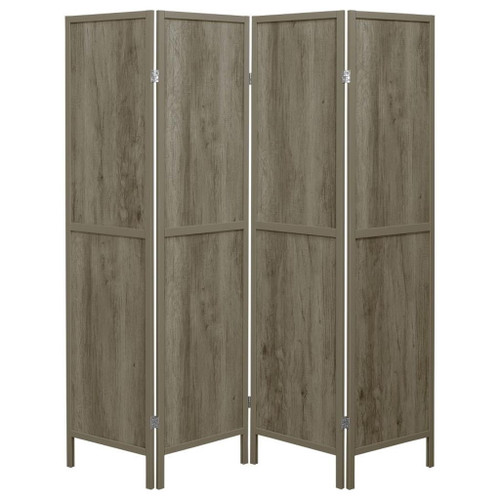 Deepika - 4-Panel Room Divider Folding Screen - Gray Driftwood