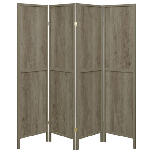 Deepika - 4-Panel Room Divider Folding Screen - Gray Driftwood