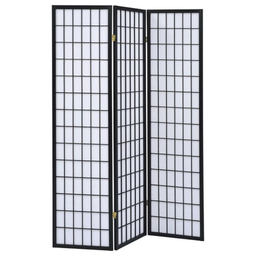 Carrie - 3-Panel Room Divider Folding Shoji Screen - Black