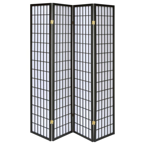 Roberto - 4-Panel Room Divider Folding Shoji Screen - Black