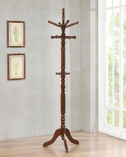 Achelle - 11 Hook Freestanding Coat Rack Hat Hanger - Tobacco