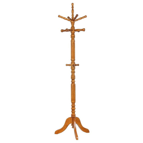 Achelle - 11 Hook Freestanding Coat Rack Hat Hanger - Golden Brown