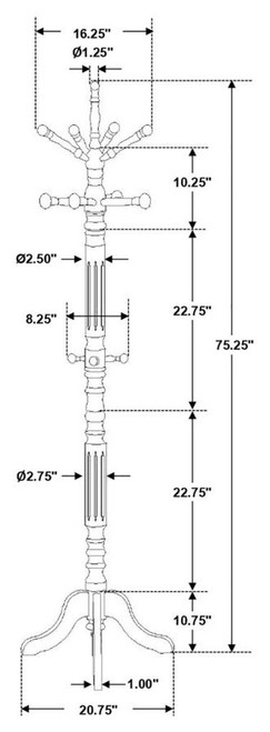 Achelle - 11 Hook Freestanding Coat Rack Hat Hanger - Golden Brown