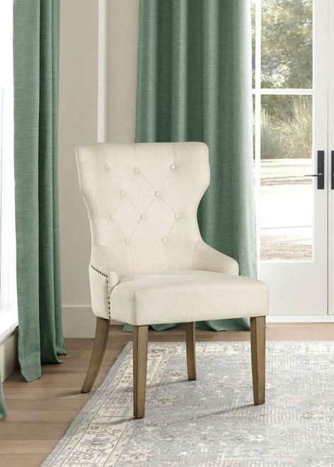 Baney - Tufted Upholstered Dining Chair - Beige And Rustic Gray