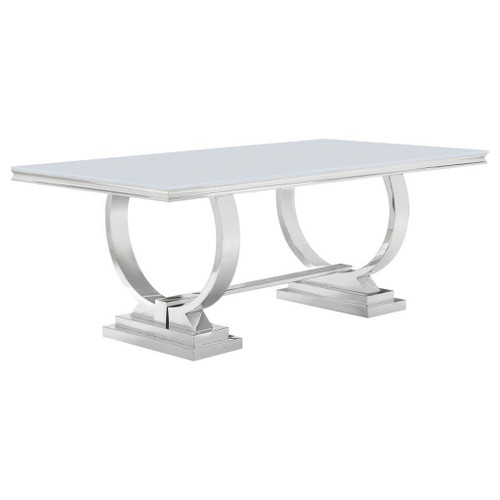 Antoine - Rectangular Glass Top Dining Table - White