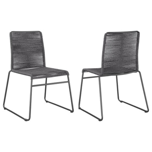 Jerome - Woven Rope Stackable Side Chair (Set of 2) - Charcoal