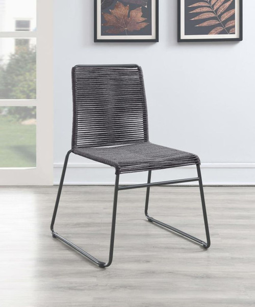 Jerome - Woven Rope Stackable Side Chair (Set of 2) - Charcoal