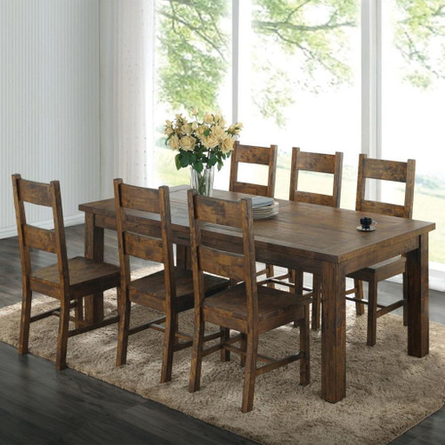 Coleman - 7 Piece Rectangular Dining Set - Rustic Golden Brown - Wood
