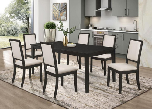 Louise - 7 Piece Rectangular Extension Leaf Dining Set - Black