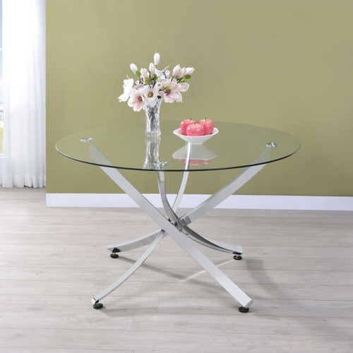 Beckham - Round Glass Top Dining Table - Chrome