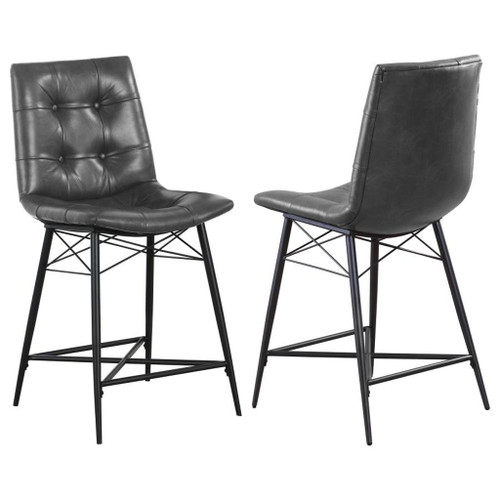 Aiken - Upholstered Tufted Counter Chair (Set of 2) - Charcoal