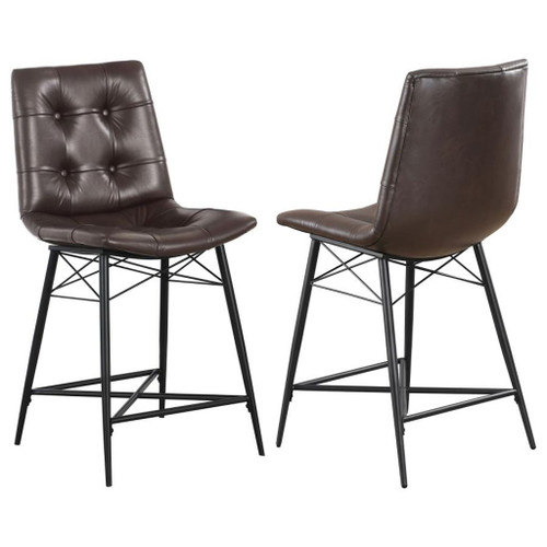 Aiken - Upholstered Tufted Counter Chair (Set of 2) - Brown