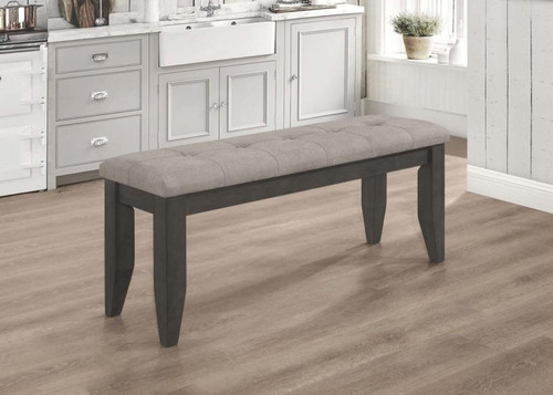 Dalila - Fabric Upholstered Wood Dining Bench - Dark Gray