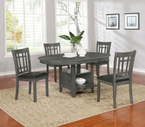 Lavon - 5 Piece Oval Extension Leaf Dining Set - Medium Gray