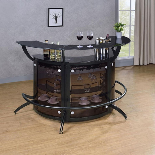 Dallas - 3 Piece Curved Freestanding Home Bar Cabinet - Black