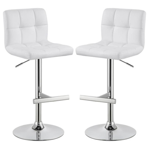 Lenny - Upholstered Adjustable Bar Stool (Set of 2) - White