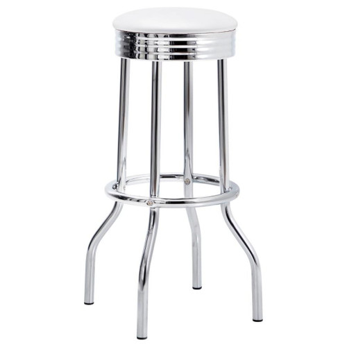 Retro - Upholstered Metal Swivel Bar Stool (Set of 2) - White