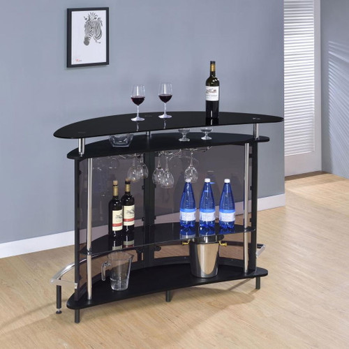 Amarillo - Freestanding Glass Top Home Bar Wine Cabinet - Black