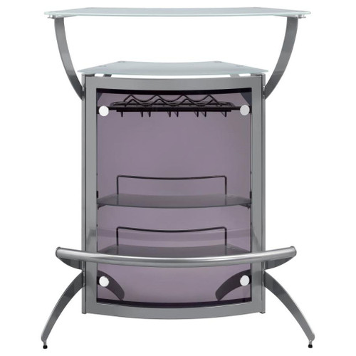 Dallas - 2-Shelf Curved Freestanding Home Bar Cabinet - Silver