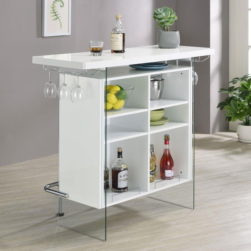 Acosta - Freestanding Home Bar Wine Cabinet - White High Gloss