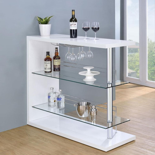 Prescott - Rectangular Home Bar Table - White High Gloss