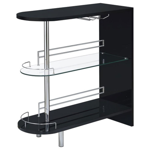 Adolfo - Rectangular 2-Tier Home Bar Table - Black High Gloss