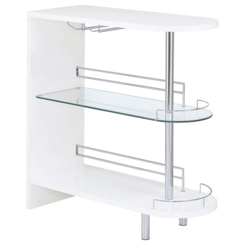 Adolfo - Rectangular 2-Tier Home Bar Table - White High Gloss