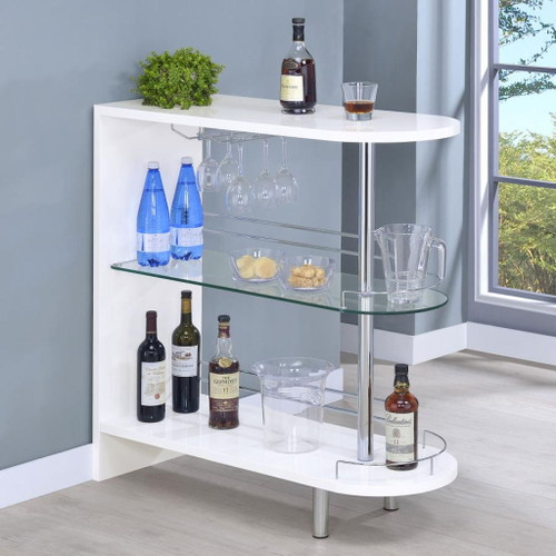 Adolfo - Rectangular 2-Tier Home Bar Table - White High Gloss