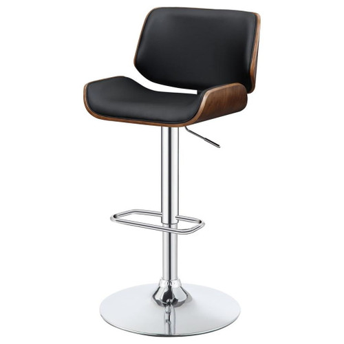 Folsom - Upholstered Adjustable Bar Stool - Black And Chrome