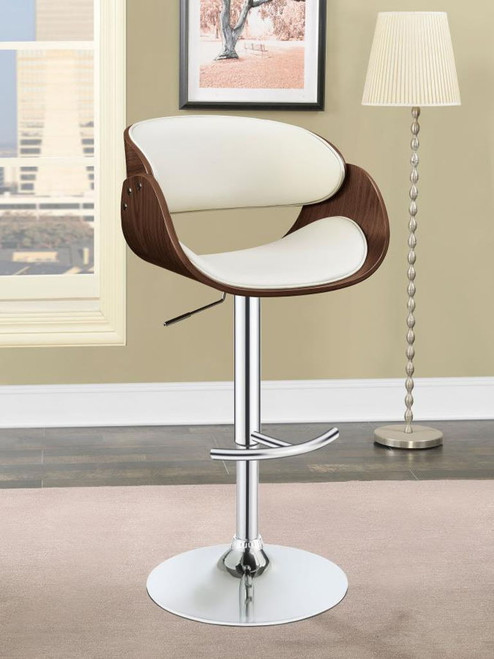 Dana - Adjustable Bar Stool - Ecru And Chrome