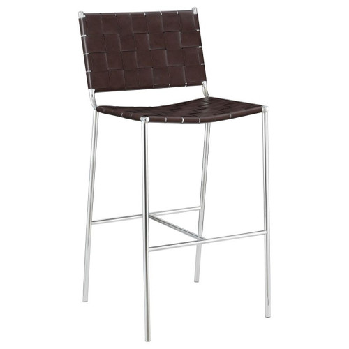Adelaide - Upholstered Pub Height Bar Stool - Brown And Chrome