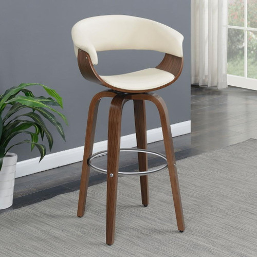 Zion - Upholstered Swivel Bar Stool - Walnut And Ecru