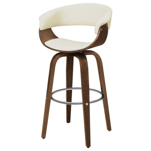 Zion - Upholstered Swivel Bar Stool - Walnut And Ecru