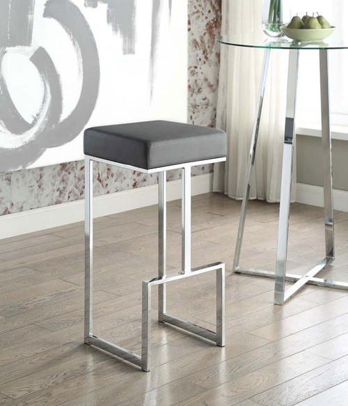 Gervase - Square Bar Stool - Gray And Chrome