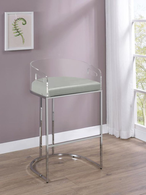 Thermosolis - Clear Acrylic Bar Chair (Set of 2) - Chrome