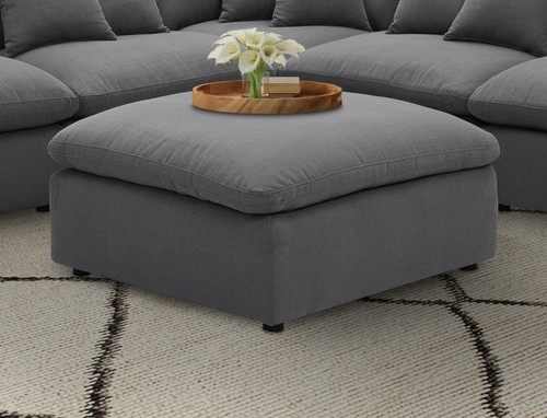 Hobson - Square Upholstered Ottoman - Charcoal