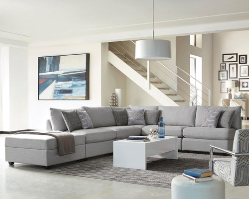 Cambria - Upholstered 5 Piece Modular Sectional Sofa - Gray
