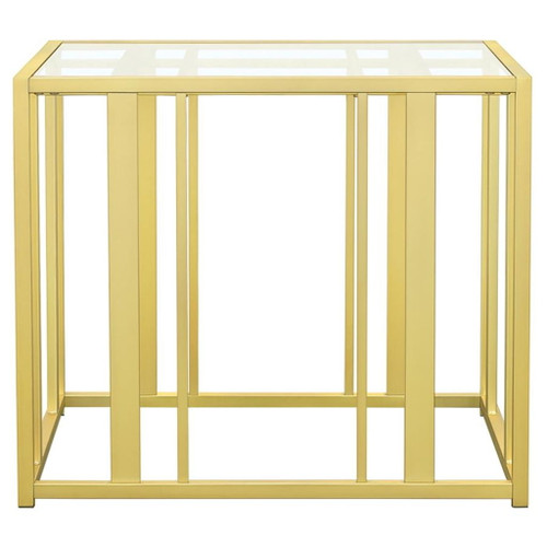 Adri - Rectangular Glass Top Side End Table - Matte Brass