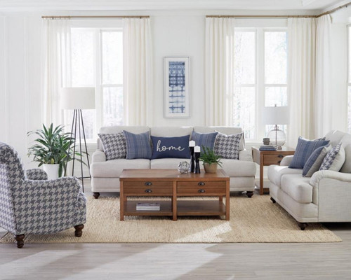 Glenn - 3 Piece Upholstered Sofa Set - Light Gray And Blue