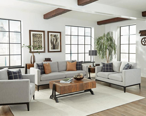 Apperson - 3 Piece Upholstered Track Arm Sofa Set - Light Gray