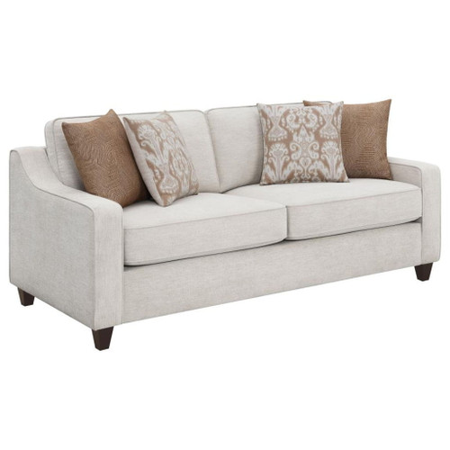 Christine - 3 Piece Upholstered Sloped Arm Sofa Set - Beige