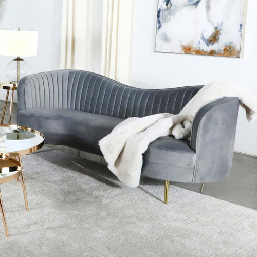 Sophia - Upholstered Channel Tufted Sofa - Gray