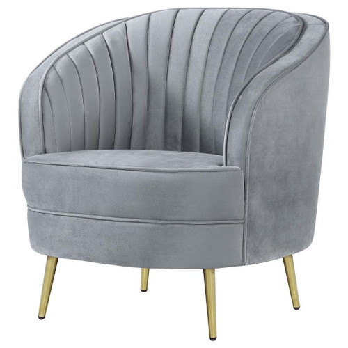Sophia - Upholstered Channel Tufted Barrel Accent Chair - Gray