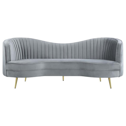Sophia - 2 Piece Upholstered Channel Tufted Sofa Set - Gray