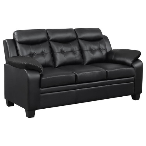 Finley - 3 Piece Upholstered Padded Arm Tufted Sofa Set - Black