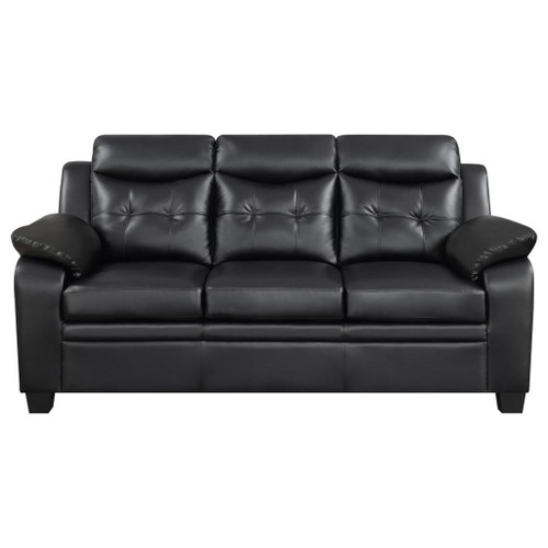 Finley - 3 Piece Upholstered Padded Arm Tufted Sofa Set - Black