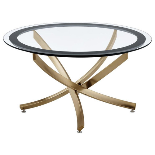 Brooke - Round Glass Top Coffee Table Metal Base - Brass